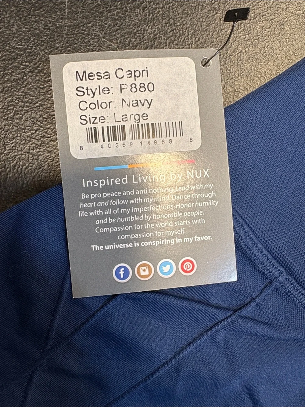 NUX Navy Blue Mesa Capri with Detailing